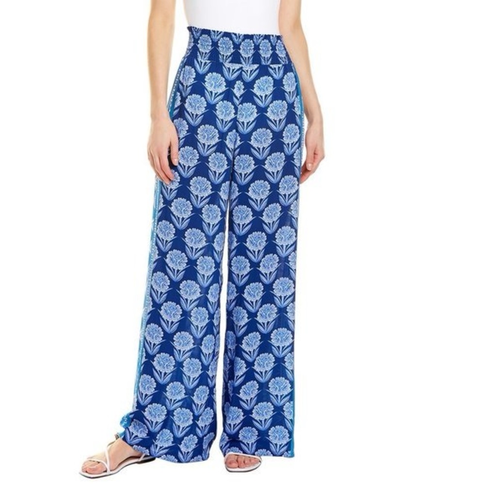 Johnny Was Blue Floral Wide Leg Pants